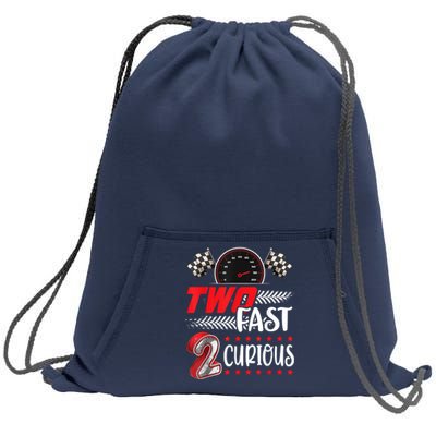 Two Fast 2 Curious Racing 2nd Birthday Two Fast Birthday Sweatshirt Cinch Pack Bag