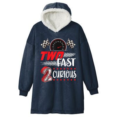 Two Fast 2 Curious Racing 2nd Birthday Two Fast Birthday Hooded Wearable Blanket