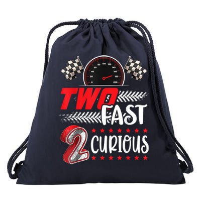 Two Fast 2 Curious Racing 2nd Birthday Two Fast Birthday Drawstring Bag