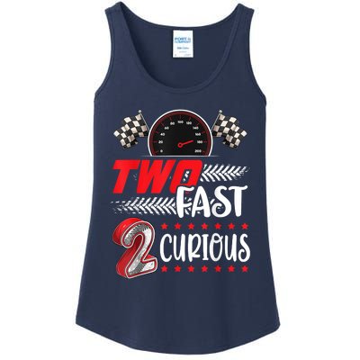 Two Fast 2 Curious Racing 2nd Birthday Two Fast Birthday Ladies Essential Tank