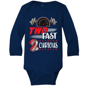 Two Fast 2 Curious Racing 2nd Birthday Two Fast Birthday Baby Long Sleeve Bodysuit