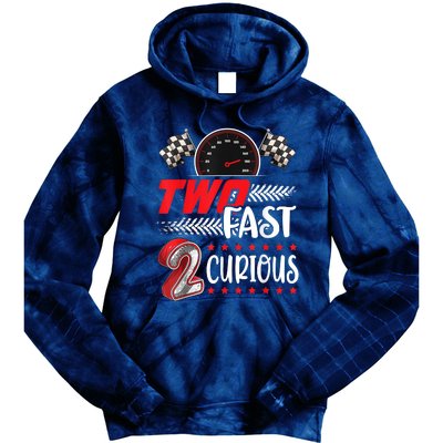 Two Fast 2 Curious Racing 2nd Birthday Two Fast Birthday Tie Dye Hoodie