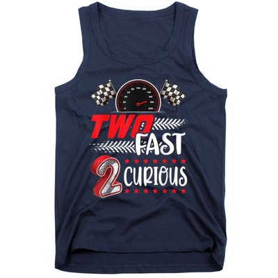 Two Fast 2 Curious Racing 2nd Birthday Two Fast Birthday Tank Top