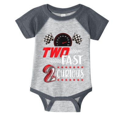 Two Fast 2 Curious Racing 2nd Birthday Two Fast Birthday Infant Baby Jersey Bodysuit