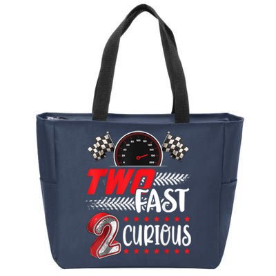 Two Fast 2 Curious Racing 2nd Birthday Two Fast Birthday Zip Tote Bag