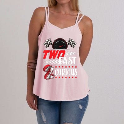 Two Fast 2 Curious Racing 2nd Birthday Two Fast Birthday Women's Strappy Tank