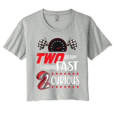 Two Fast 2 Curious Racing 2nd Birthday Two Fast Birthday Women's Crop Top Tee