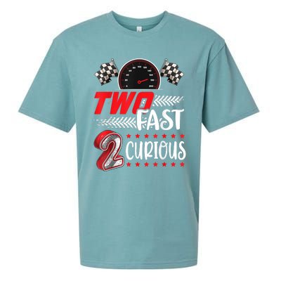 Two Fast 2 Curious Racing 2nd Birthday Two Fast Birthday Sueded Cloud Jersey T-Shirt