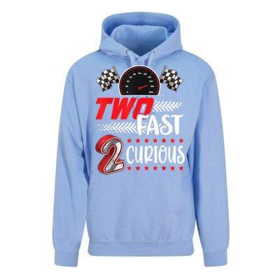 Two Fast 2 Curious Racing 2nd Birthday Two Fast Birthday Unisex Surf Hoodie