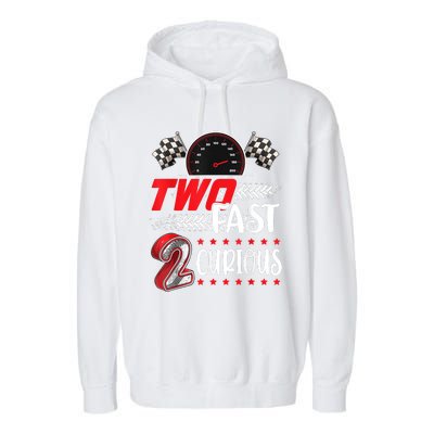 Two Fast 2 Curious Racing 2nd Birthday Two Fast Birthday Garment-Dyed Fleece Hoodie