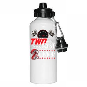 Two Fast 2 Curious Racing 2nd Birthday Two Fast Birthday Aluminum Water Bottle