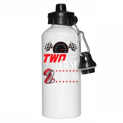 Two Fast 2 Curious Racing 2nd Birthday Two Fast Birthday Aluminum Water Bottle