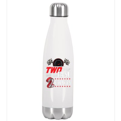 Two Fast 2 Curious Racing 2nd Birthday Two Fast Birthday Stainless Steel Insulated Water Bottle