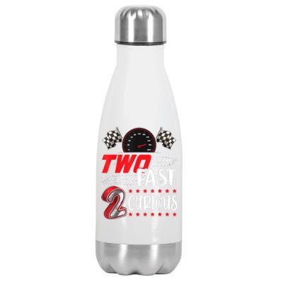 Two Fast 2 Curious Racing 2nd Birthday Two Fast Birthday Stainless Steel Insulated Water Bottle