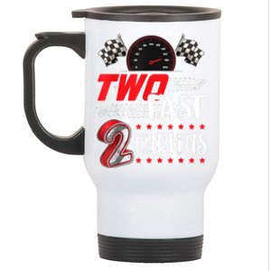 Two Fast 2 Curious Racing 2nd Birthday Two Fast Birthday Stainless Steel Travel Mug