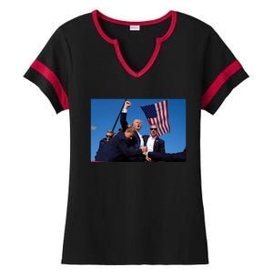 Trump Fight 2024 Trump Shot Fight Ladies Halftime Notch Neck Tee