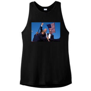 Trump Fight 2024 Trump Shot Fight Ladies PosiCharge Tri-Blend Wicking Tank