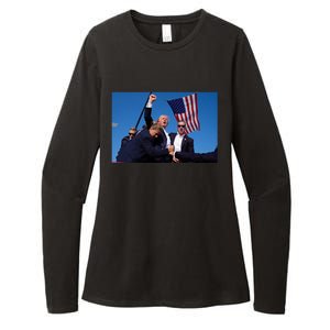 Trump Fight 2024 Trump Shot Fight Womens CVC Long Sleeve Shirt