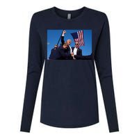 Trump Fight 2024 Trump Shot Fight Womens Cotton Relaxed Long Sleeve T-Shirt