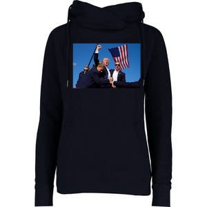 Trump Fight 2024 Trump Shot Fight Womens Funnel Neck Pullover Hood