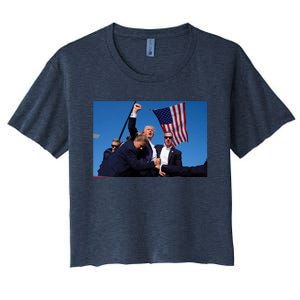 Trump Fight 2024 Trump Shot Fight Women's Crop Top Tee