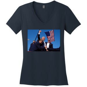 Trump Fight 2024 Trump Shot Fight Women's V-Neck T-Shirt