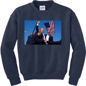 Trump Fight 2024 Trump Shot Fight Kids Sweatshirt