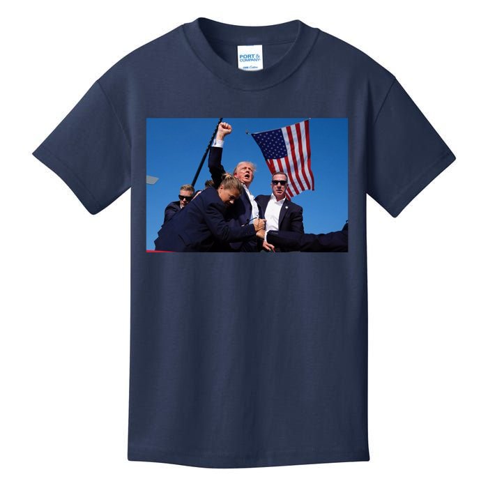 Trump Fight 2024 Trump Shot Fight Kids T-Shirt