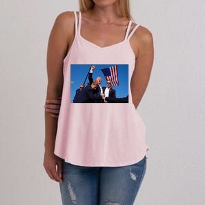 Trump Fight 2024 Trump Shot Fight Women's Strappy Tank