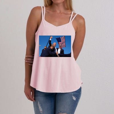 Trump Fight 2024 Trump Shot Fight Women's Strappy Tank