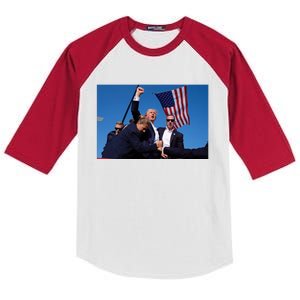 Trump Fight 2024 Trump Shot Fight Kids Colorblock Raglan Jersey