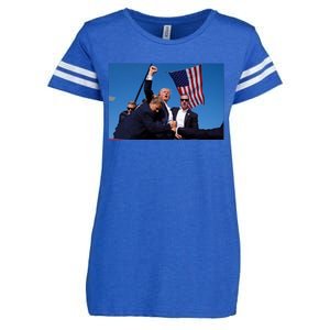 Trump Fight 2024 Trump Shot Fight Enza Ladies Jersey Football T-Shirt