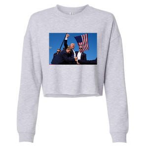 Trump Fight 2024 Trump Shot Fight Cropped Pullover Crew