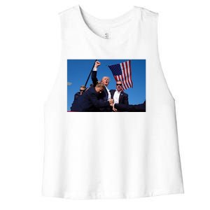 Trump Fight 2024 Trump Shot Fight Women's Racerback Cropped Tank