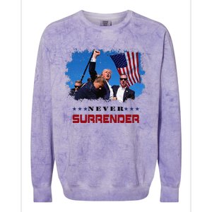 Trump Fight 2024 Never Surrender President Support Colorblast Crewneck Sweatshirt