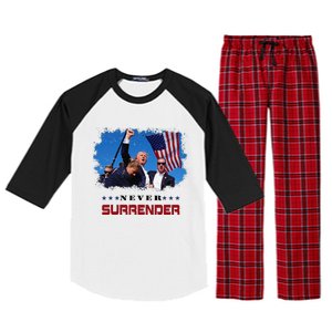 Trump Fight 2024 Never Surrender President Support Raglan Sleeve Pajama Set