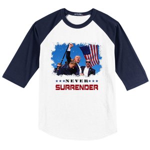 Trump Fight 2024 Never Surrender President Support Baseball Sleeve Shirt