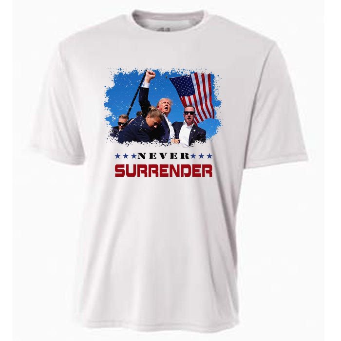 Trump Fight 2024 Never Surrender President Support Cooling Performance Crew T-Shirt