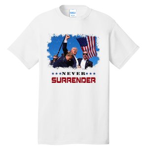 Trump Fight 2024 Never Surrender President Support Tall T-Shirt