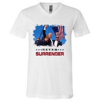 Trump Fight 2024 Never Surrender President Support V-Neck T-Shirt