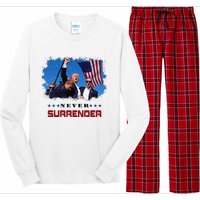 Trump Fight 2024 Never Surrender President Support Long Sleeve Pajama Set