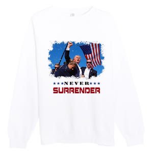 Trump Fight 2024 Never Surrender President Support Premium Crewneck Sweatshirt