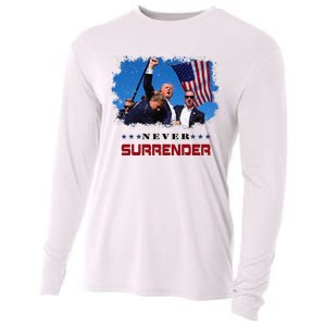 Trump Fight 2024 Never Surrender President Support Cooling Performance Long Sleeve Crew