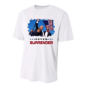 Trump Fight 2024 Never Surrender President Support Performance Sprint T-Shirt