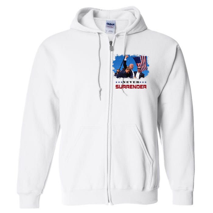 Trump Fight 2024 Never Surrender President Support Full Zip Hoodie