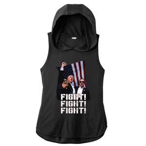 Trump Fight 2024 Trump Shot Fight Trump 2024 Ladies PosiCharge Tri-Blend Wicking Draft Hoodie Tank