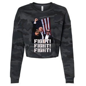 Trump Fight 2024 Trump Shot Fight Trump 2024 Cropped Pullover Crew