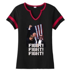 Trump Fight 2024 Trump Shot Fight Trump 2024 Ladies Halftime Notch Neck Tee