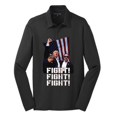 Trump Fight 2024 Trump Shot Fight Trump 2024 Silk Touch Performance Long Sleeve Polo