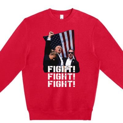 Trump Fight 2024 Trump Shot Fight Trump 2024 Premium Crewneck Sweatshirt